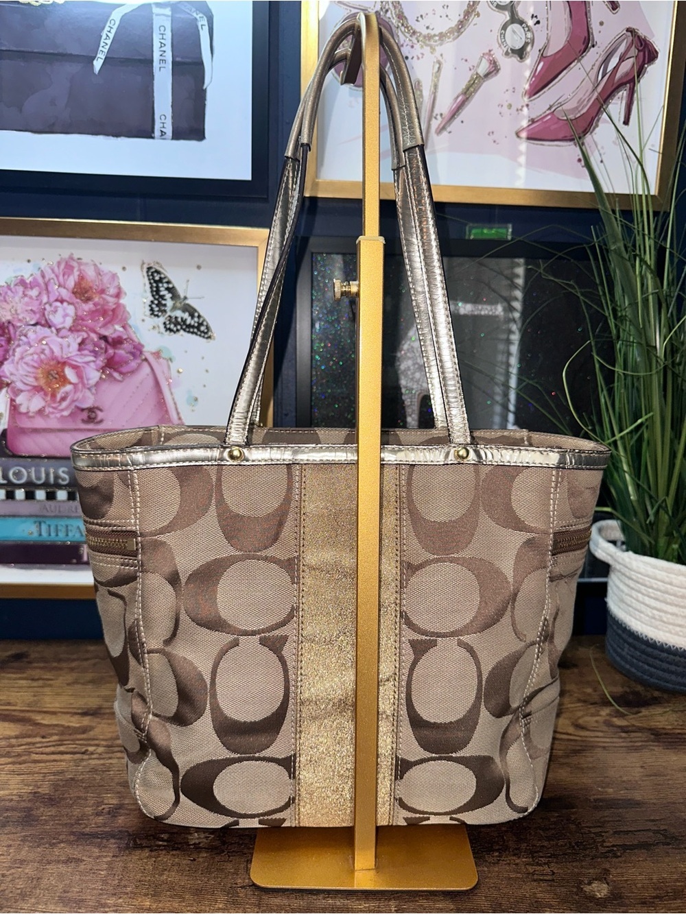 2008 Coach signature jacquard tote bag - Picture 3 of 12